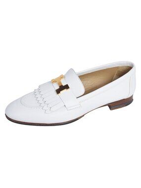 Hermes Loafers Moccasins Royale Constance H Logo Shoes Leather White